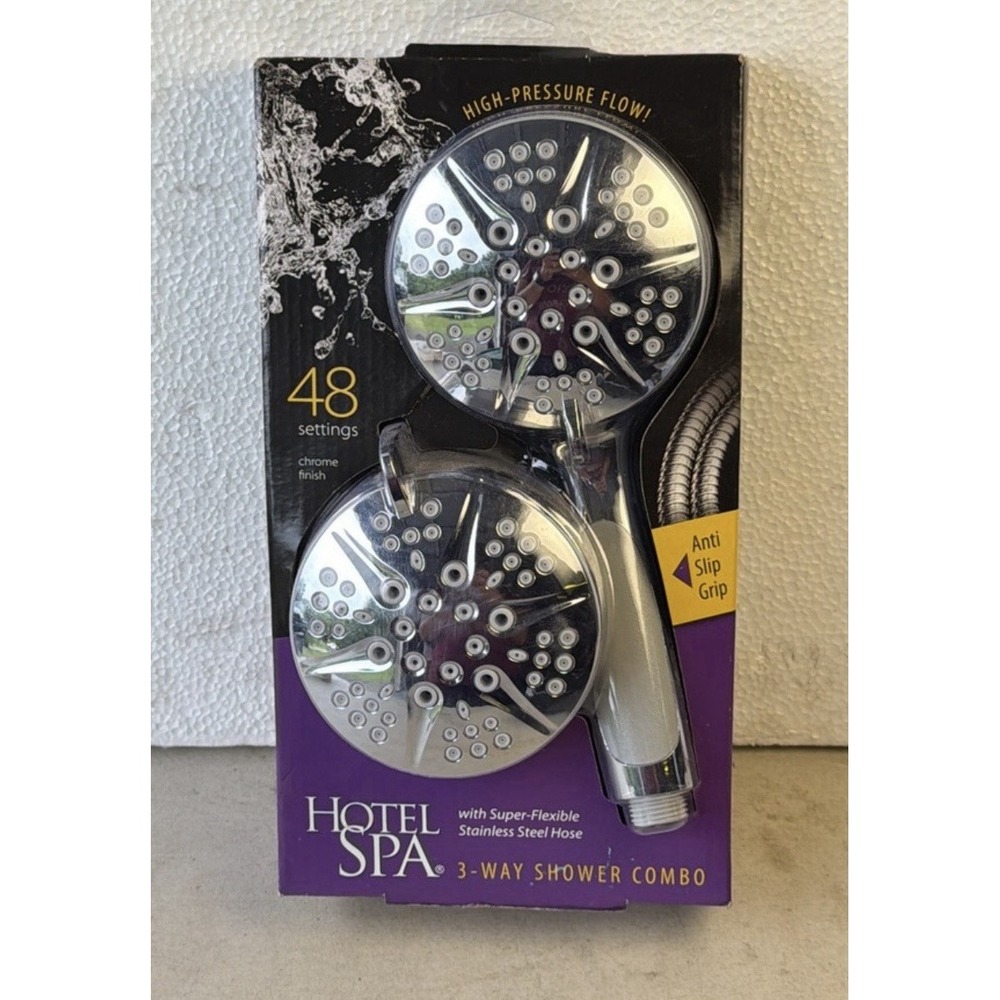 New Hotel Spa 3-Way Shower Head Combo 48 Settings Chrome Finish K-1